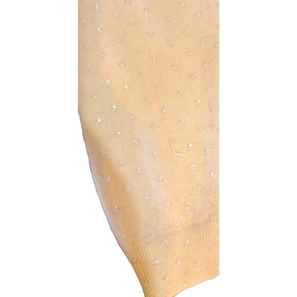 Sweater Womens Hand Beaded Vintage 1980s Small Cream Yellow Sparkly - Picture 7 of 8